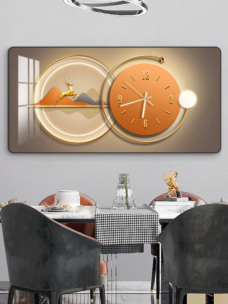 Imagem -05 - Retangular Light Luxury Home Clock Restaurante Minimalista Moderno Pintura Decorativa Pintura de Parede