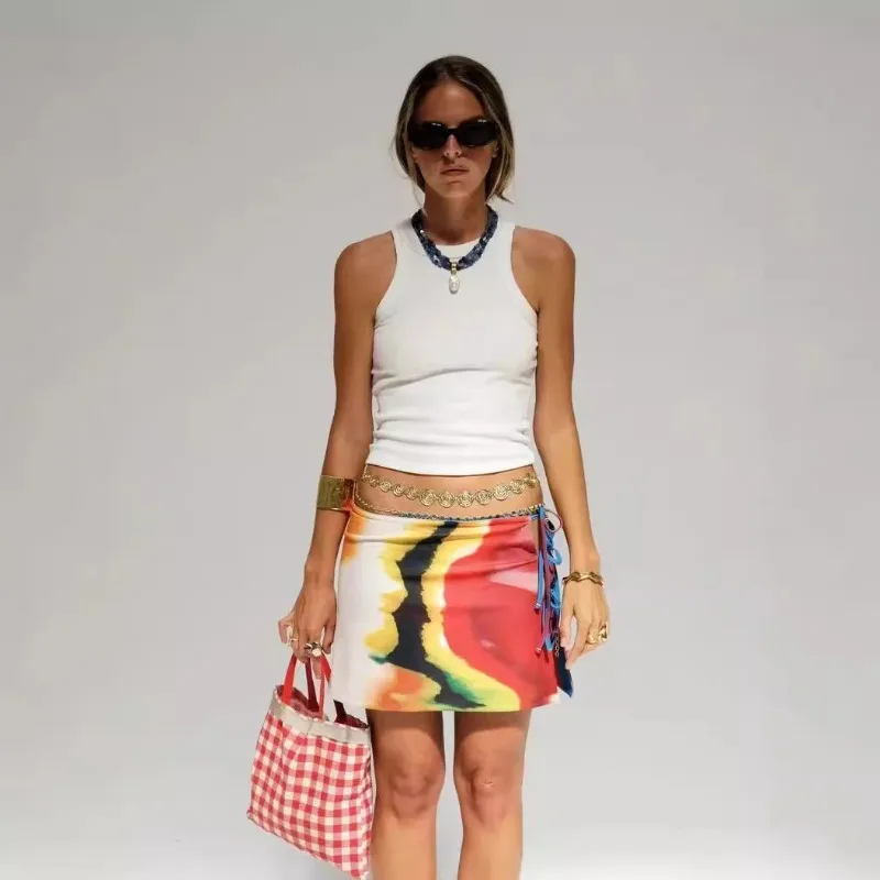 Sexy off-shoulder bedrukte minirokjurk met riemontwerp Europese en Amerikaanse explosieve stijl dameskleding