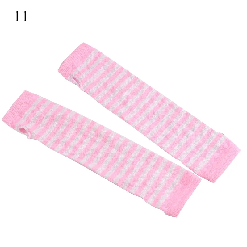 New Long Glove Arm Cover Classic Pink Black and White Striped Fingerless Elbow Gloves Warmer Knitted Wristband
