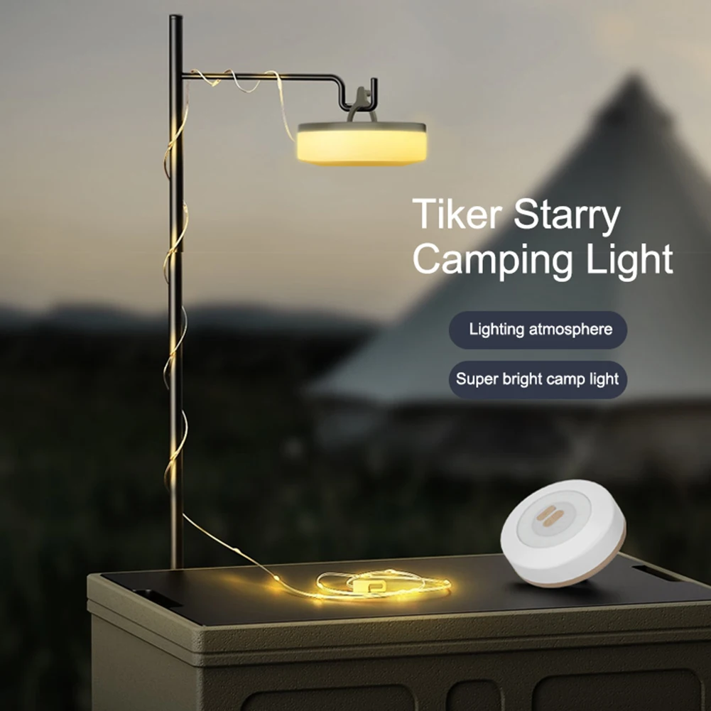 LED التخييم سلسلة أضواء خيمة عرض الطاقة سلسلة أضواء نوع C شحن قابلة للتعليق لخيمة المظلة شرفة حفلة أكشاك حديقة