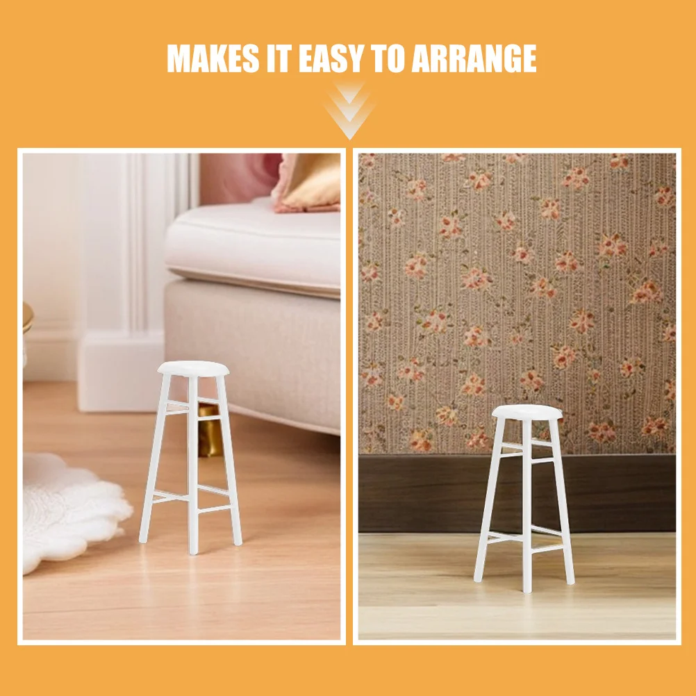 2pcs Miniature Bar Stool Wooden Diy Dollhouse Furniture For Kitchen Scene Decor Craft Tiny Home Living Room Ornament