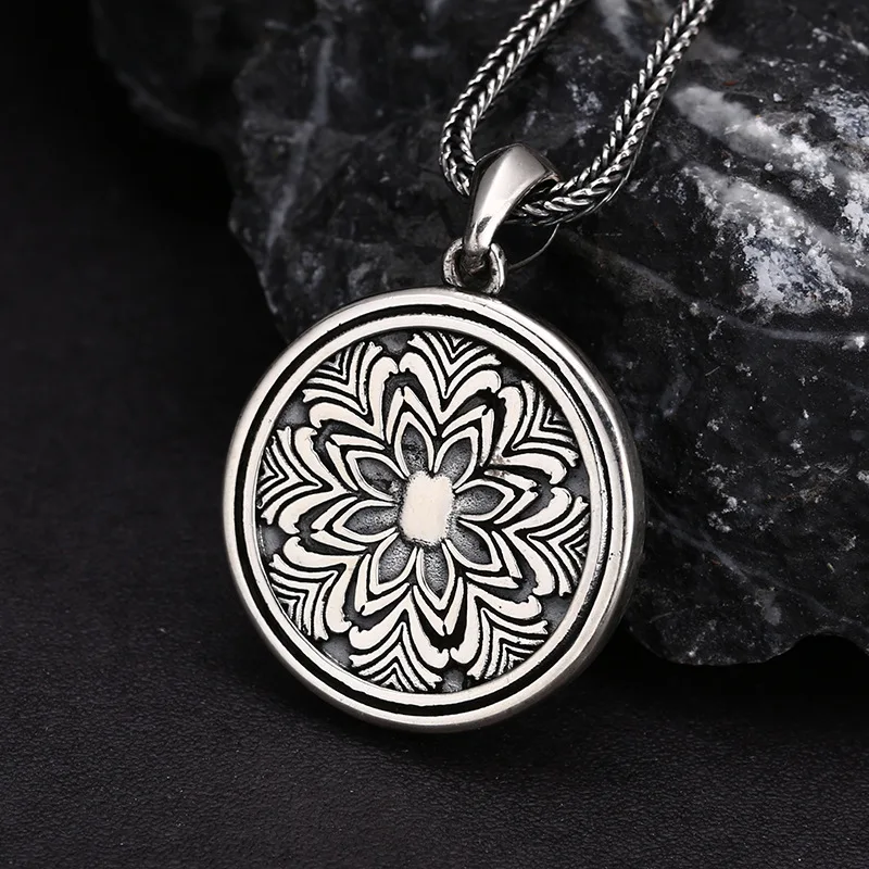 925 Sterling Silver Lion Medallion Pendant Necklace - Vintage Antique Finish Unisex Jewelry Gift