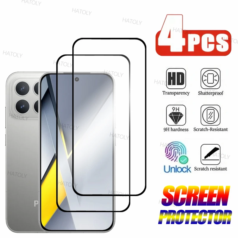Protector de pantalla para Xiaomi Poco F8 Pro, vidrio templado, cubierta completa de pegamento, cristal de teléfono, Xiaomi Poco F8 Pro, 2/4 Uds.