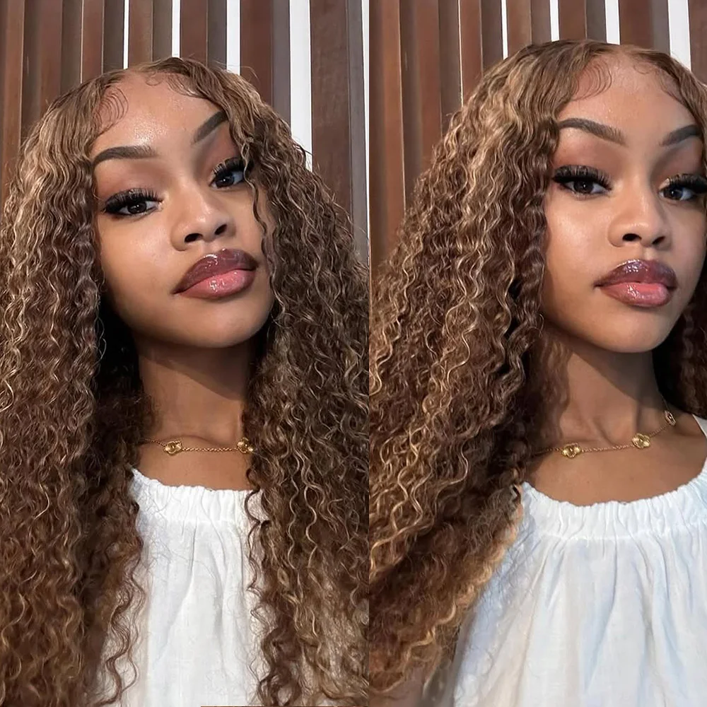 200% الكثافة 13x4 تسليط الضوء على أومبير HD الدانتيل شعر مستعار أمامي شعر الإنسان العسل شقراء موجة عميقة الدانتيل الجبهة الباروكات 4/27 الشعر البشري