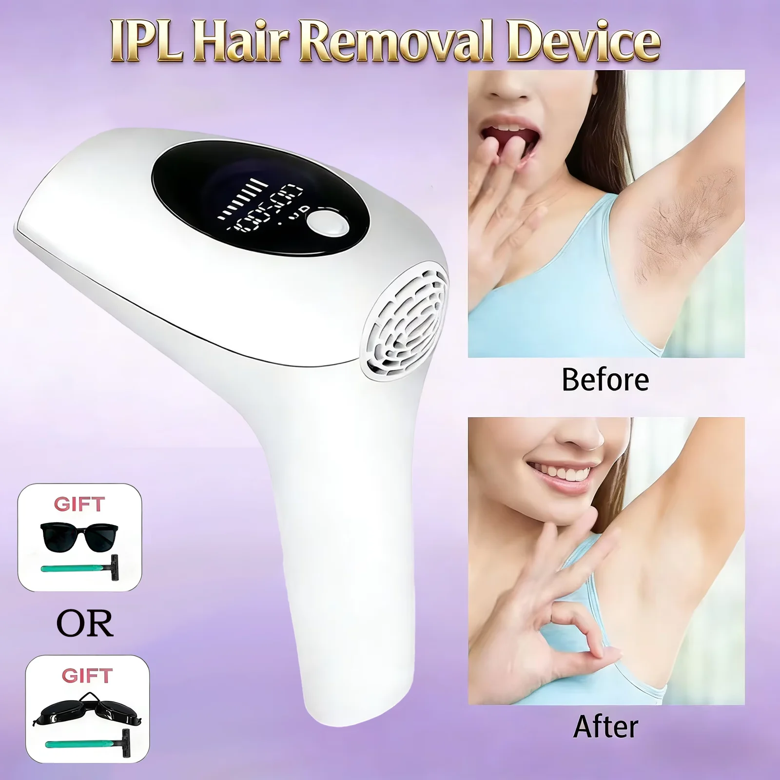Depilador a Laser Profissional Permanente IPL para Remoção de Pelos em Todo o Corpo, Dispositivo de Depilação Permanente para Uso Doméstico Feminino