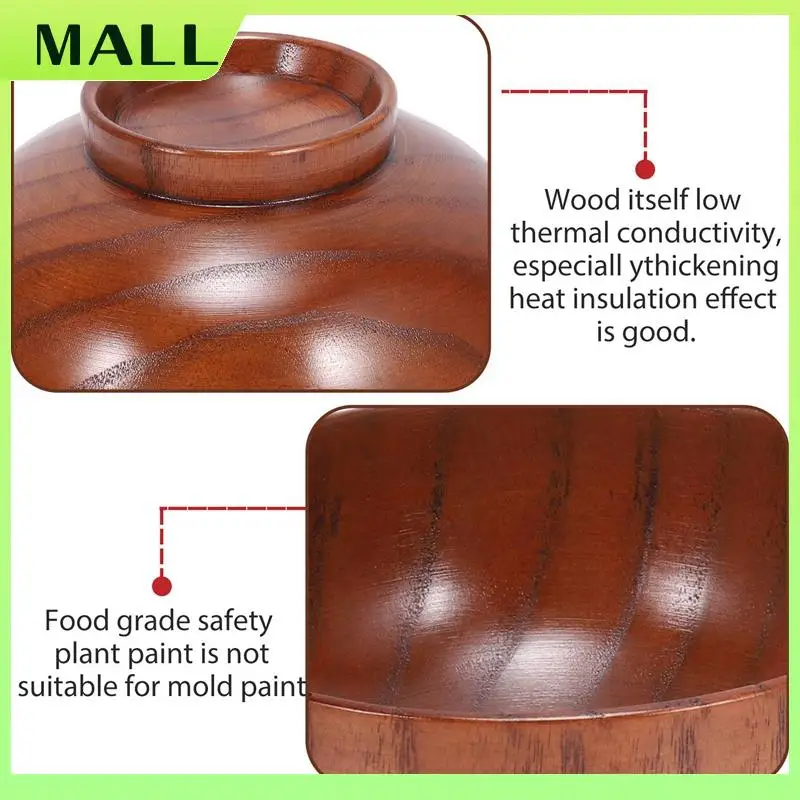 MALL Jujube Japanese-Style Wooden Bowl Wooden Rice Bowl Noodle Bowl Solid Wood Bowl, Diameter 4.5 Inches By 2-5 / 8 Inches, For