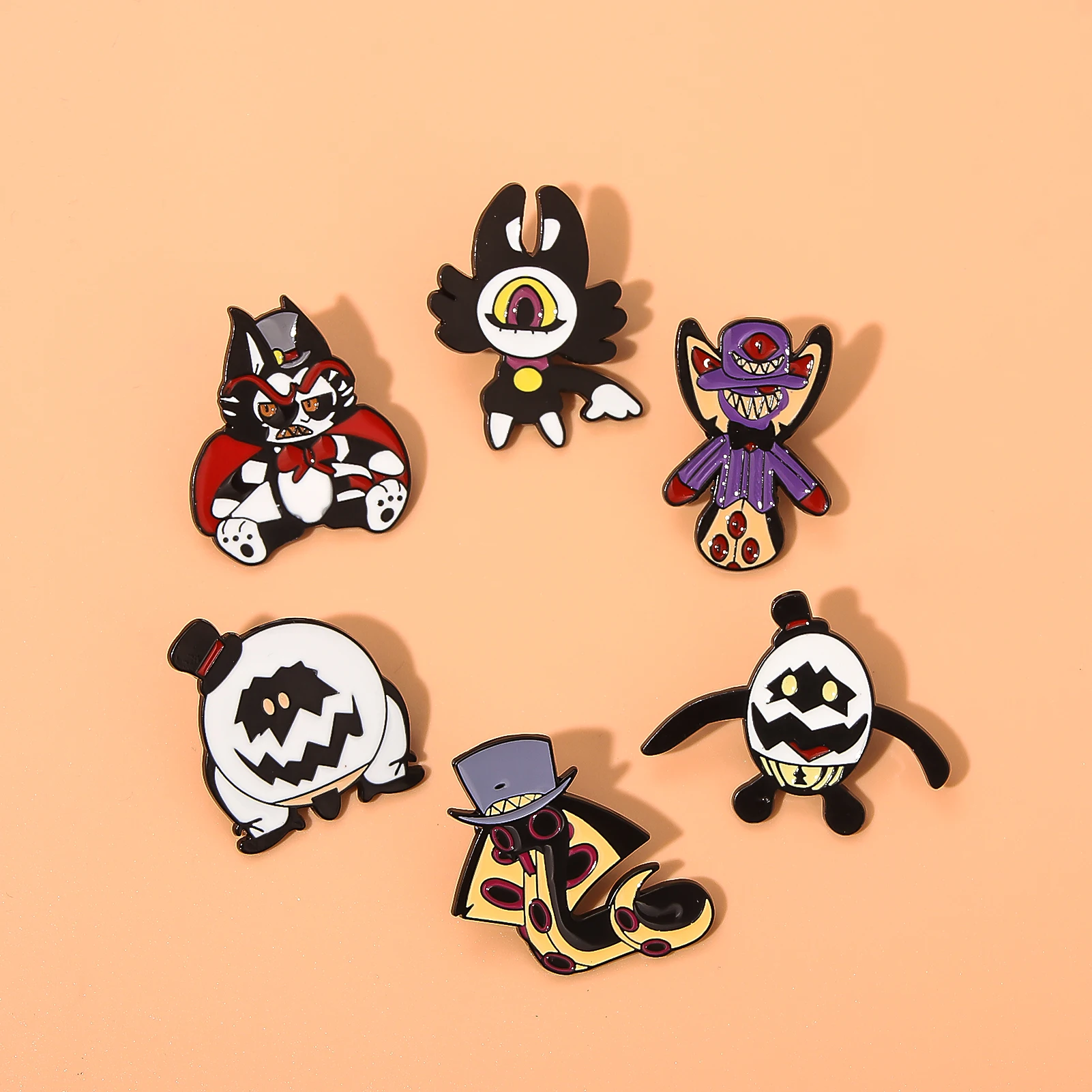 Anime Hazbin Hotel Brooch Egg Boiz Husk Adam Metal Pin Badge Lapel Brooch Enamel Pin Give Jewelry Gifts To Fans And Friends