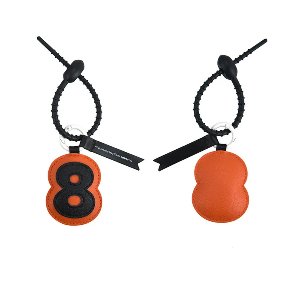 

Bag Charm Number PU Leather Keychain Anti-lost Bag Decoration Lucky Number Car Key Chain Trinket Hand-sewn Leather Key Ring