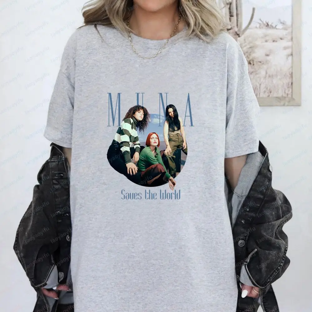 Printed MUNA - Unique Pop Band Men's and Women's Retro Copycat Hip-Hop Unisex Adult Humorous Cotton T-Shirt