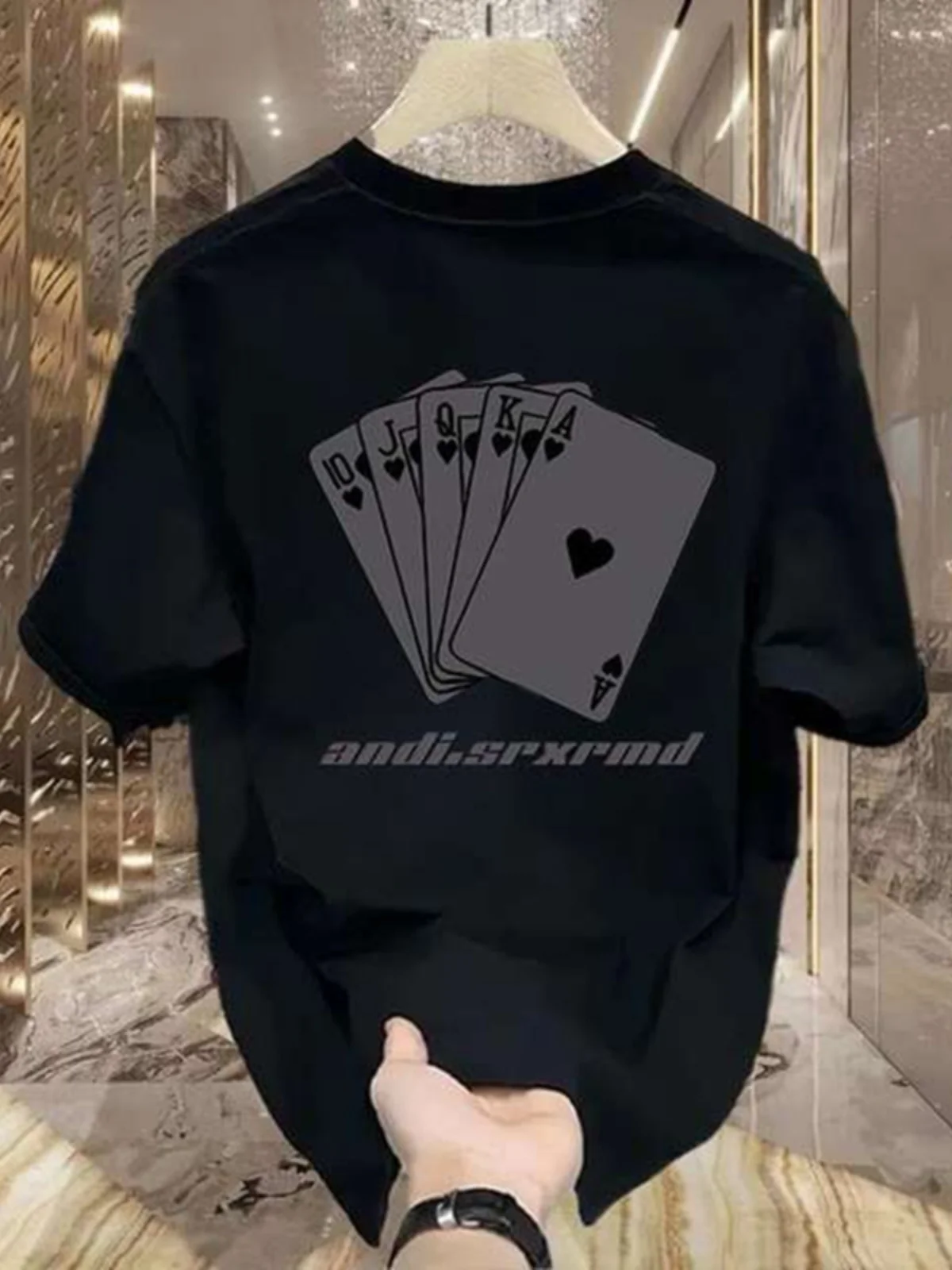 

Свободный крой, футболка с принтом Poker, без бирки, остатки партии, модный повседневный хлопковый топ для молодежи