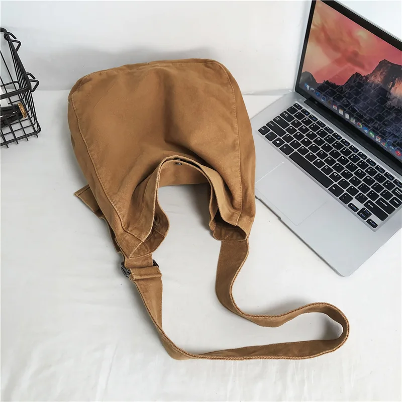 Minimalistyczny styl Solidne torby na ramię 100% bawełna Unisex Solidne torby na ramię Pakiety płóciennych Korea Południowa Casual Messenger Bags