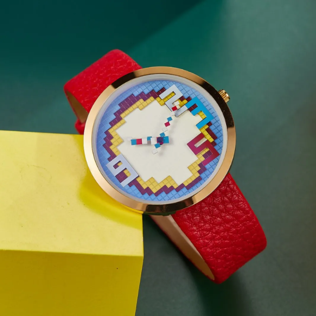 

Пиксельная мозаика, 3D циферблат, стильные кварцевые часы для мужчин и женщин, уникальный креативный специальный дизайн, сталь AAA, высокое качество, модный женский мужской подарок