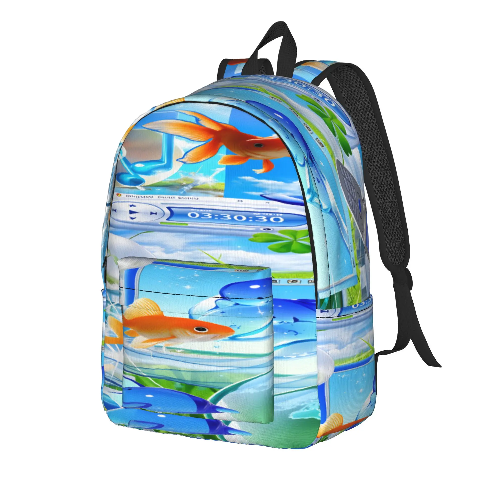 Frutiger Aero Backpack  Trekking Backpacks Female Colorful Breathable High School Bags Fashion Rucksack
