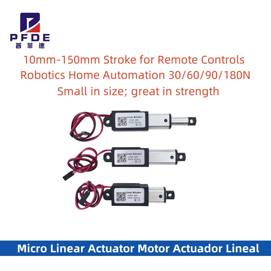 

12V Micro Linear Actuator Motor 10mm-150mm Stroke Remote Control Home Automation Robot 30N 60N 90N 180N Force Actuador Lineal