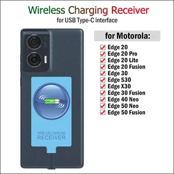 Wireless Charging Receiver for Motorola Edge 40 Neo/50 Neo/50 Fusion/30/30 Fusion/S30/X30/20/20 Pro USB Type-C Charger Adapter