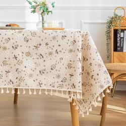 Baumwolle Mit Quaste Rechteckige Tischdecke Druck Blume Küche Tisch Karte Handtuch Tischdecke Hochzeit Dekor Couchtisch Abdeckung