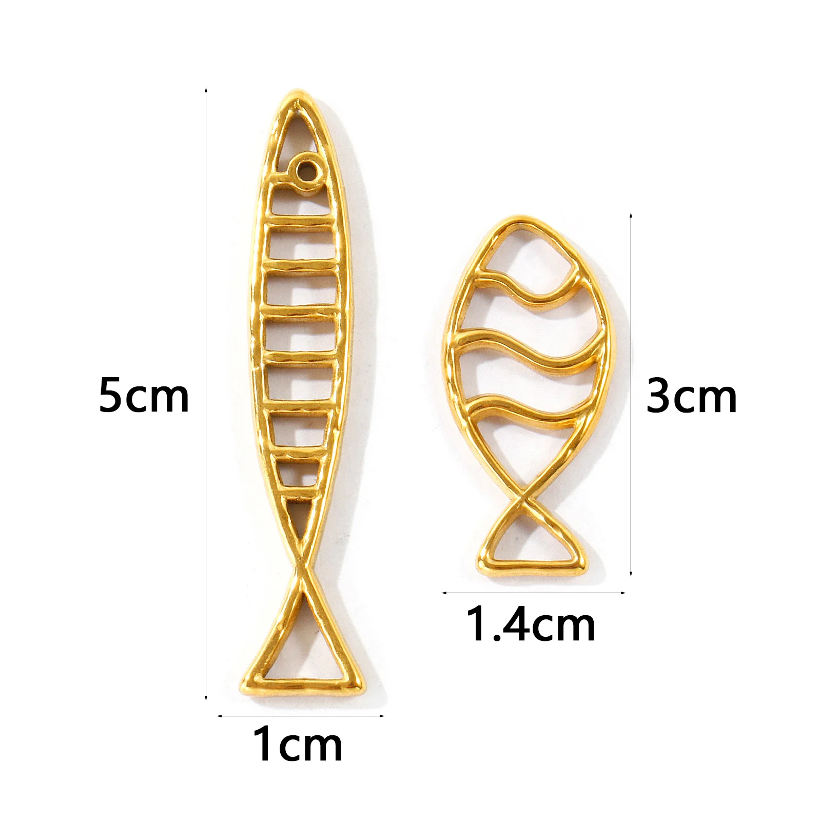 2pcs Ocean Jewelry Hollow Fish Animal Charms 18K Gold Plated Stainless Steel Pendants For DIY Jewelry Making Necklace Findings