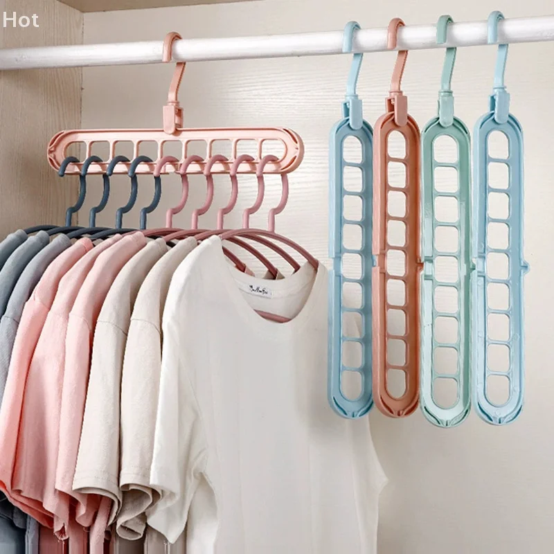 Cabides mágicos de suporte multiportas para roupas, economizador de espaço, rack de secagem multifuncional, organizador de guarda-roupa de plástico, rack de roupas