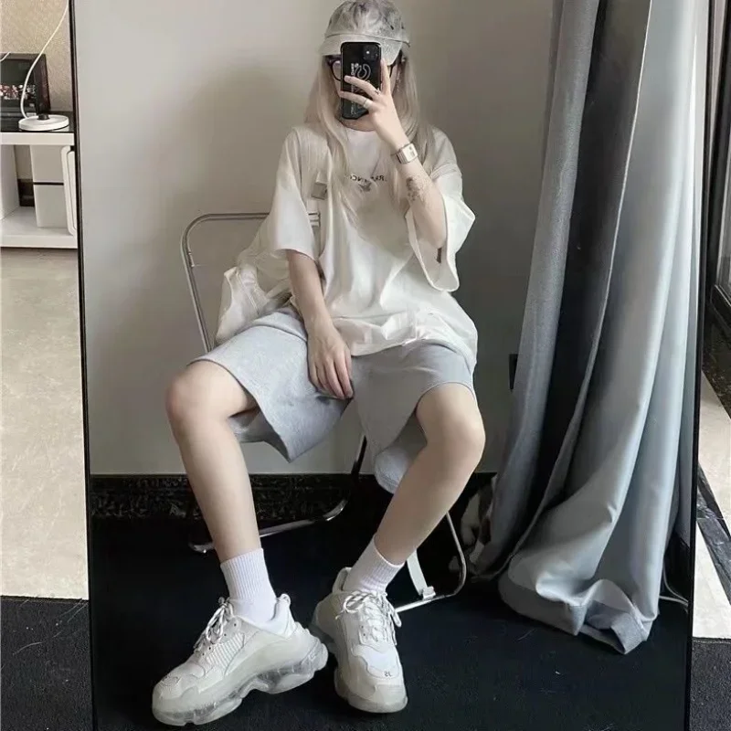 Sporty Loose Shorts Women Simple Unisex Casual Streetwear Ins Korean Style Summer New All-match Female Chic Fashion Prevalent