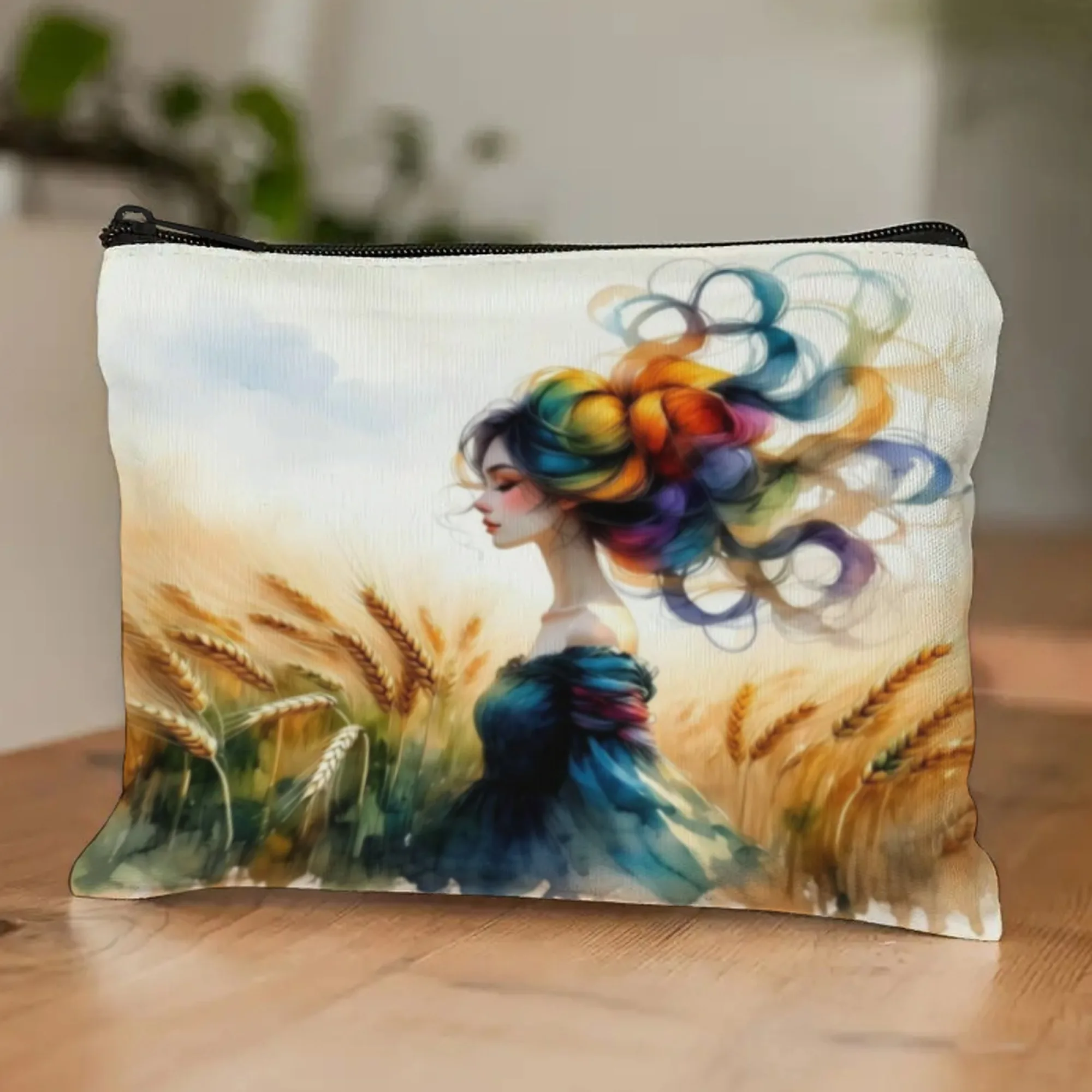 

Женская косметичка-органайзер большой вместимости для путешествий, сумка-клатч из холщовой ткани с радужным принтом для девочек и женщин