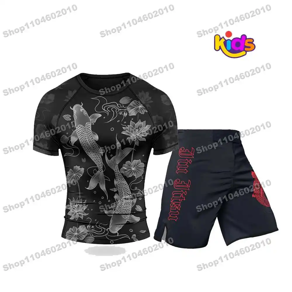 

K38th Детская одежда для серфинга BJJ MMA Рашгард для мальчиков с короткими рукавами Футболка для дайвинга Узкие купальники Летний пляжный поплавок для девочек