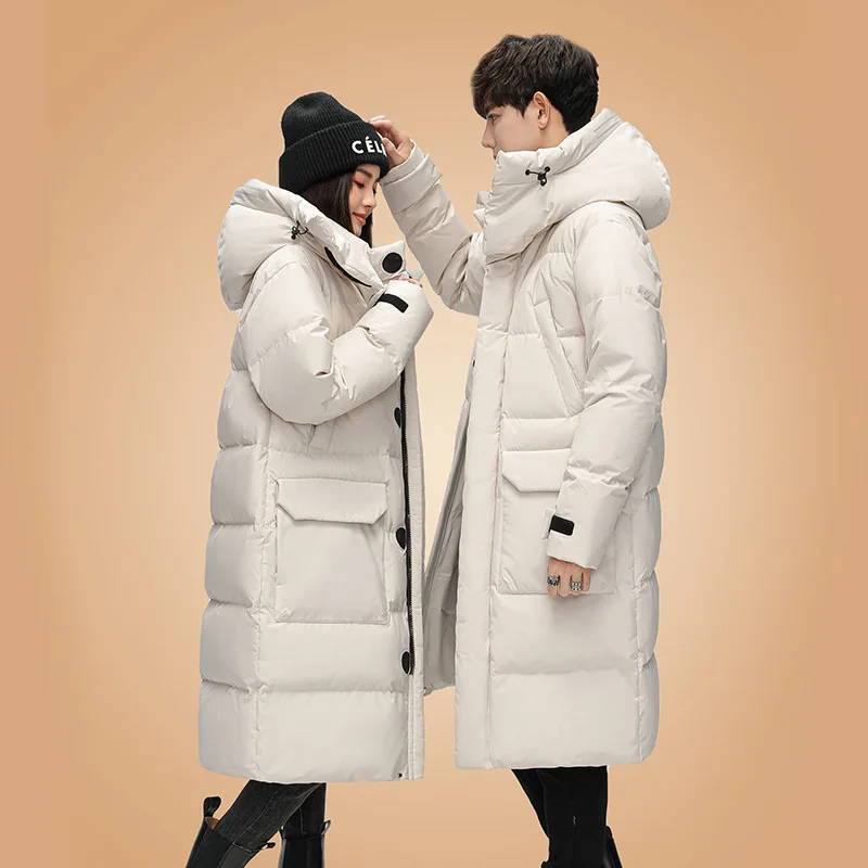 Giacca lunga invernale da uomo in piuma d'anatra da 500 g - Adatta per -30 ° C, Parka Giacca a vento da uomo, Cappotto da neve imbottito da donna