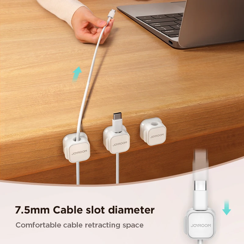 Joyroom 3/6Pcs Magnetic Cable Clips Cable Smooth Adjustable Cord Holder Under Desk Cable Management Wire Keeper Cable Organizer