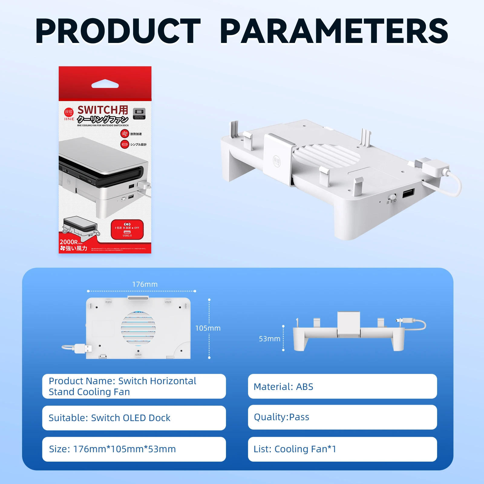 IINE horizononal Base ventilador de refrigeración para OLED Dock Compatible Nintendo Switch OLED