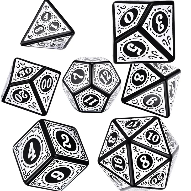 A Set Of 7 Complex Antique Pattern Patterns With Multiple Personalized Numbers For Collecting Game Dice In Board Games