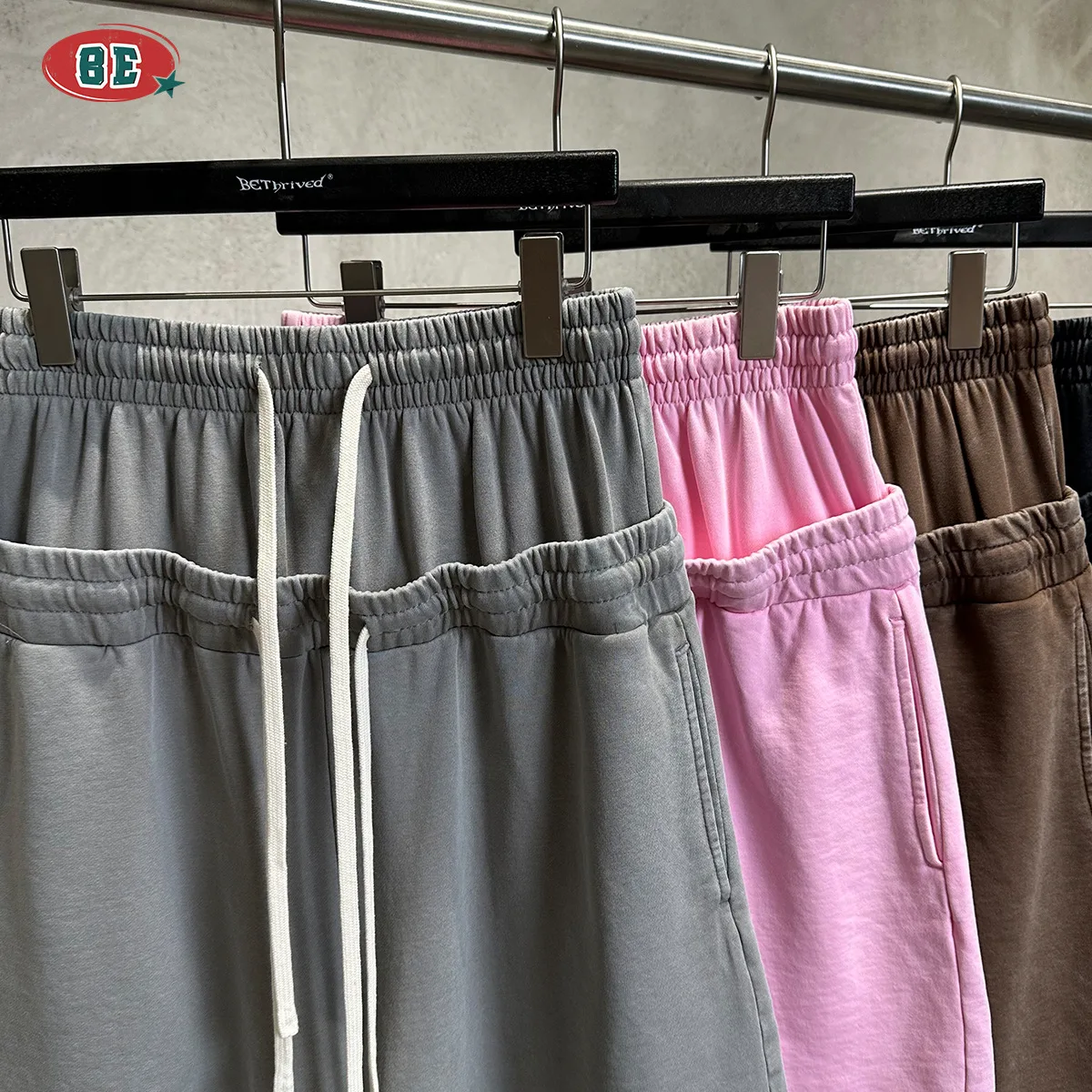 Picture 3: Men's Double Waist Head Snowflake Distressed Shorts Loose Fit Elastic Waist Cotton Short Pants Chinese Brand Trendy Clothing