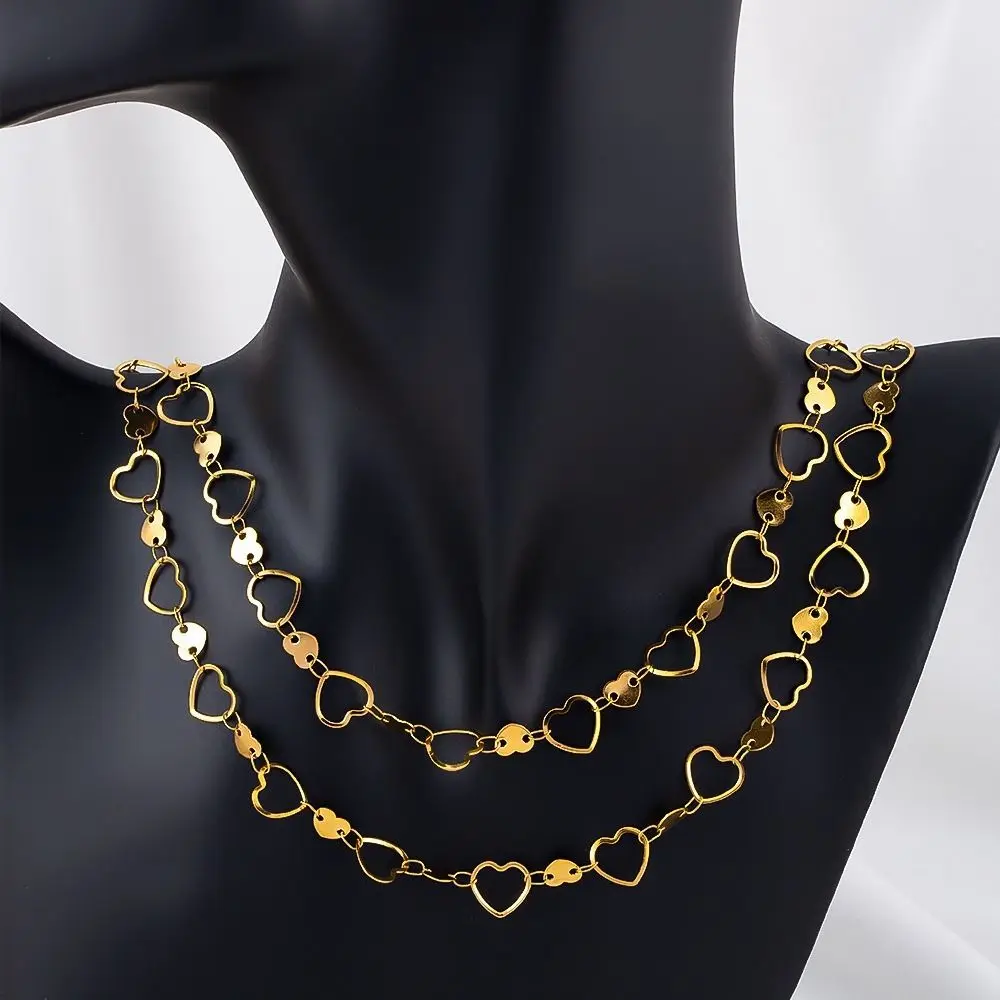 Findings Stainless Steel Hollow Chain Flat Chain 1 Meter Length Heart Connecting Chain Jewelry Making Chain Necklace Making view 4