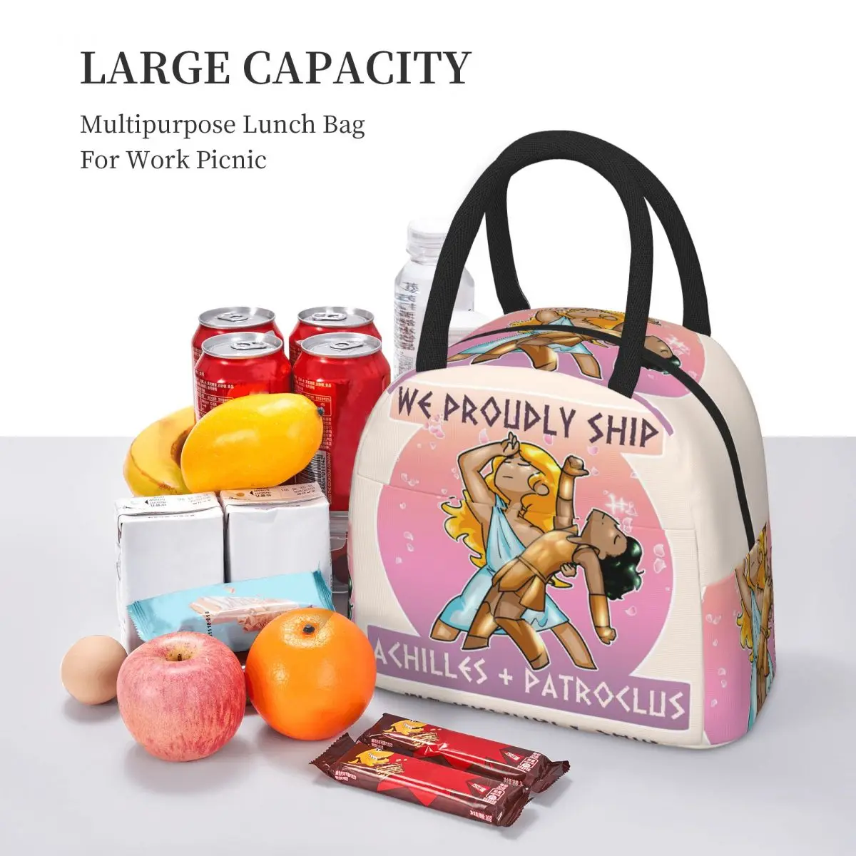 Borse per il pranzo di Achille + Patroclus Bento Box isolato Borsa per il pranzo portatile Borse da picnic riutilizzabili Borsa termica per lavoro studentesco donna