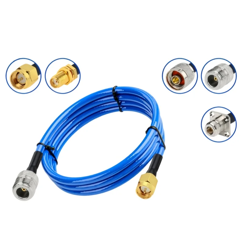 RG142-PUR High Frequency Test Cable N Connector to SMA Extension Cable Blue Ultra-Soft Double Shielded Silver-Plated RF Cable