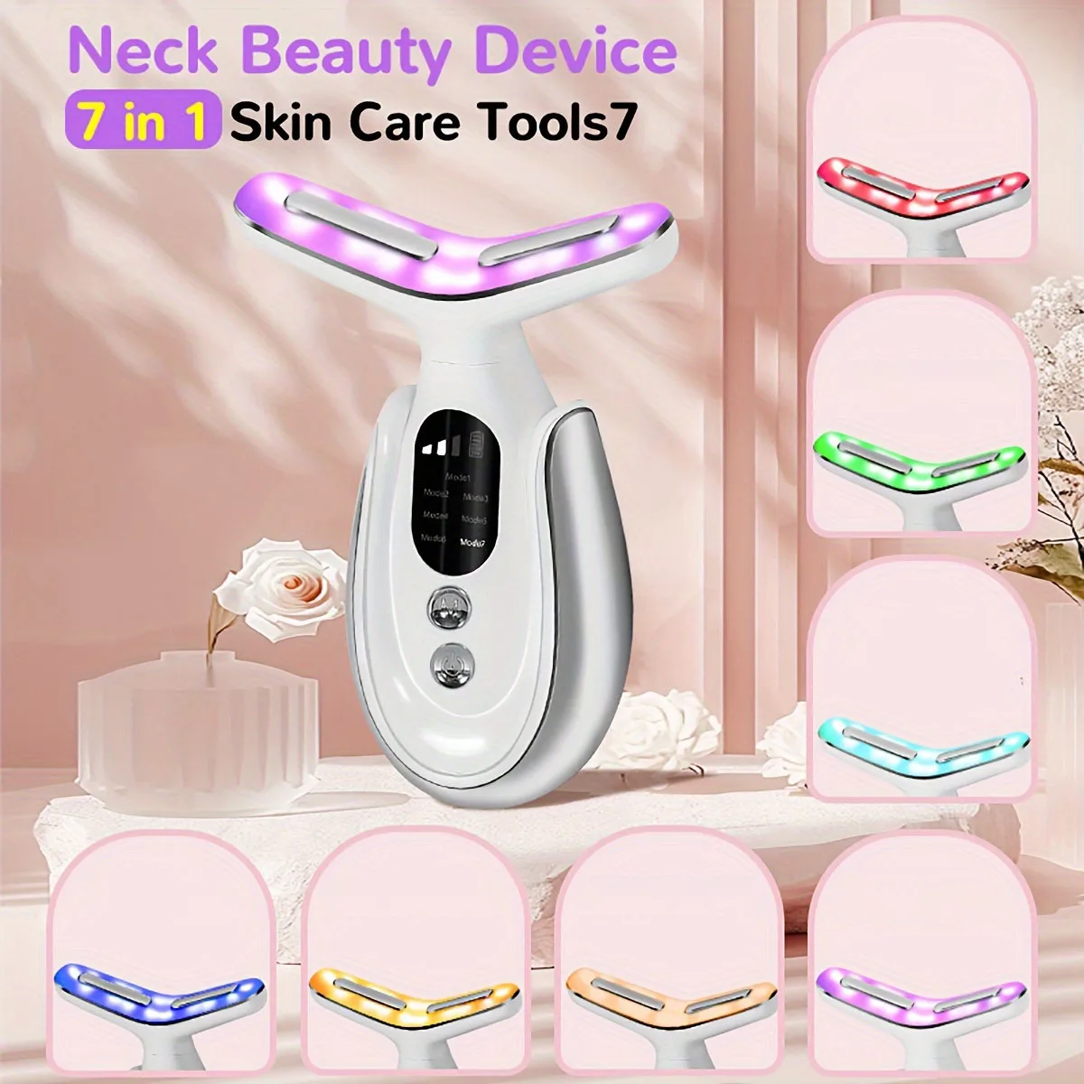 Cloud Prime 7 Color Facial Neck Massager Neck Face Beauty Device for Enhanced Face Neck and Shoulder Care with Vibrating For Christmas And New Year Gifts