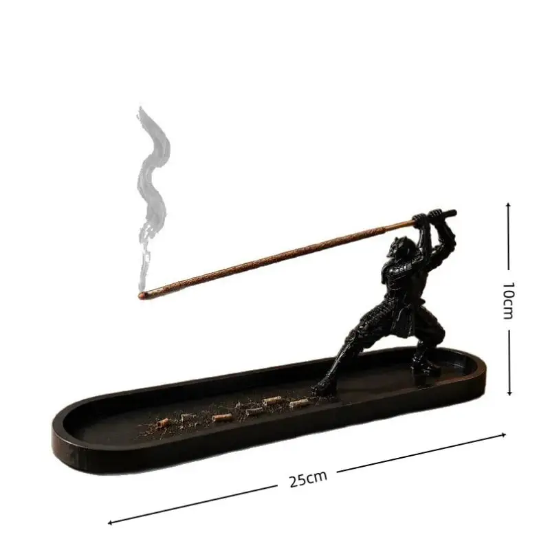 1 Stück Samurai-Stil Räuchergefäß mit Ascheauffangbehälter & Aufbewahrungsfach Yoga-Altar-Deko Krieger-Räucherhalter – Detail 8