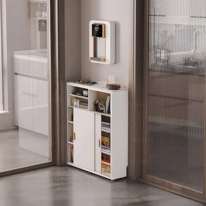 

Sliding door Ultra-thin dining side cabinet 20cm sliding door Extremely narrow kitchen side cabinet 25cm Tea cabinet Rock slab