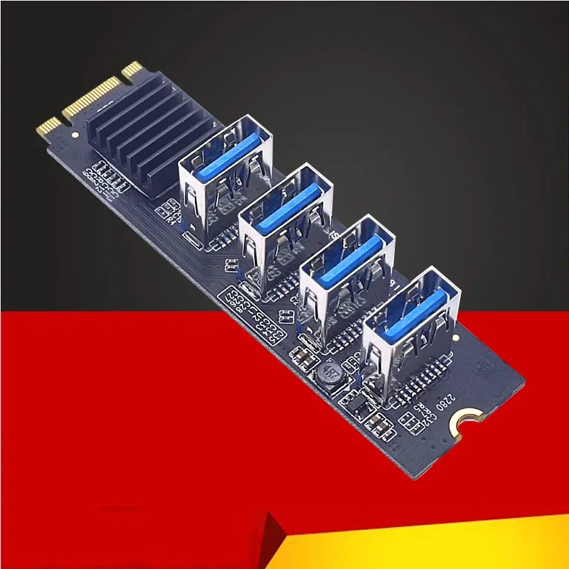 

Riser Card M.2 NVME to USB3.0 PCIE X16 1 to 4 PCI Express Multiplier Hub Adapter M2 Riser Card For Antminer Bitcoin Miner Mining