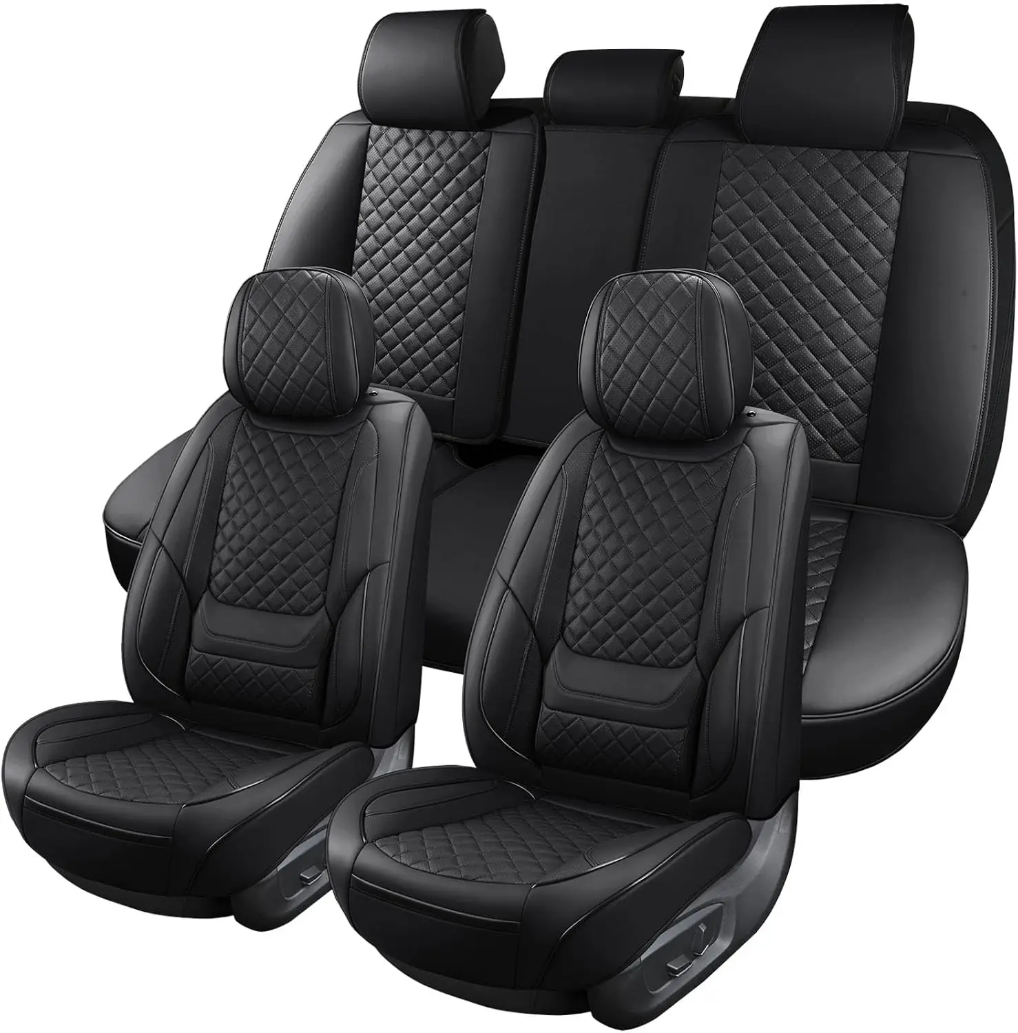 

Leather Car Seat Covers Full Set Breathable Automotive Seat Covers Waterproof Seat Protectors Universal Fit for Most Automotive
