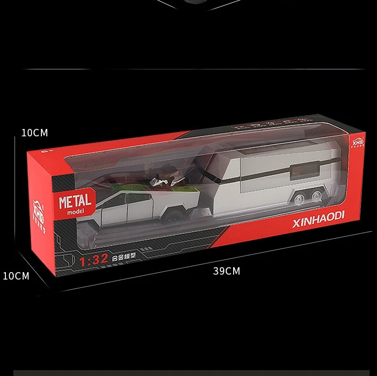 1:32 Tesla Cybertruck Pickup Trailer Alloy Car Model Diecast Metal Toy Off-road car Truck Model Sound & Light Kids Gift