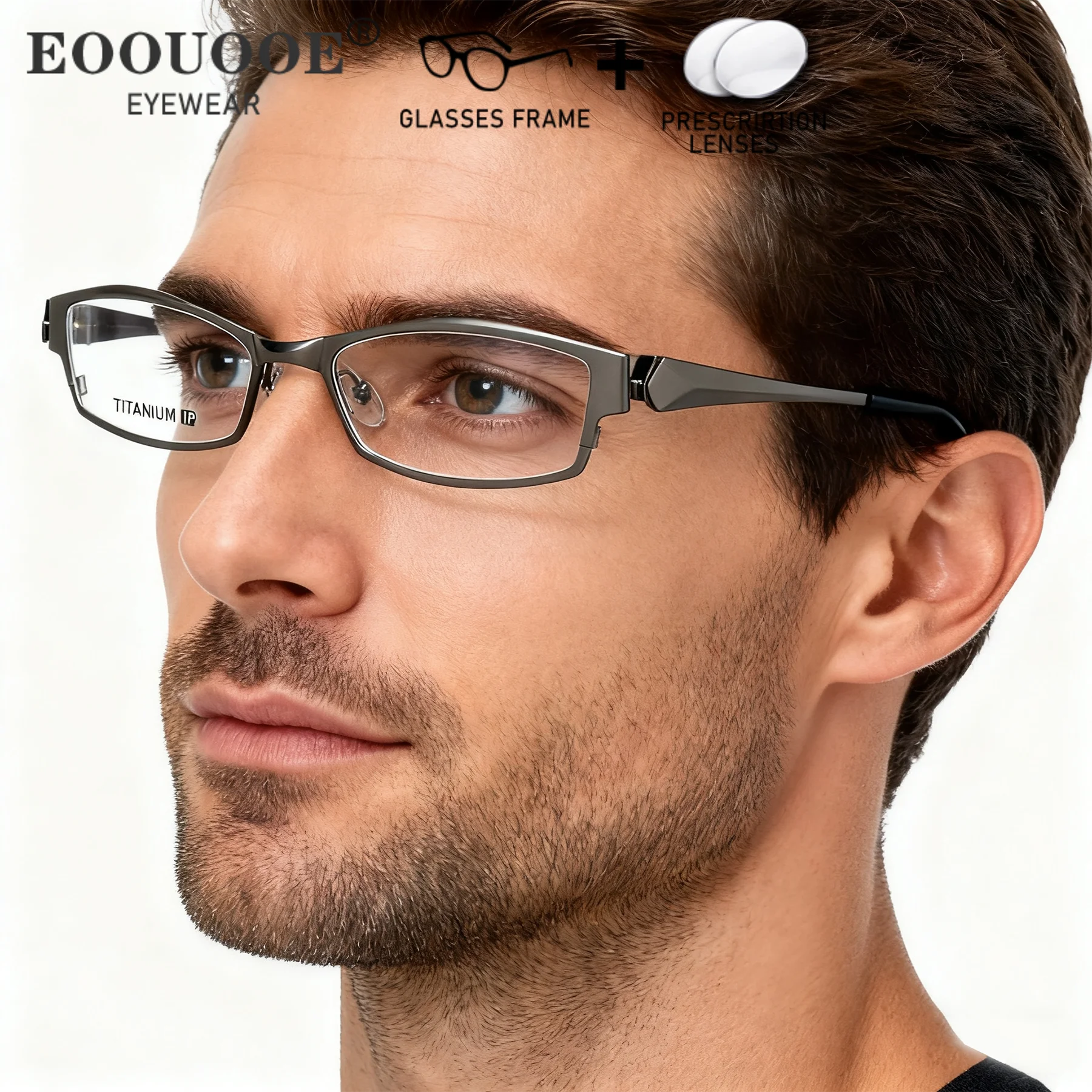 

New High Quality Pure Titanium Eyeglasss For Men HD Myopia Hyperopia Prescription Lenses Eyewear Anti Blue Light Glasses