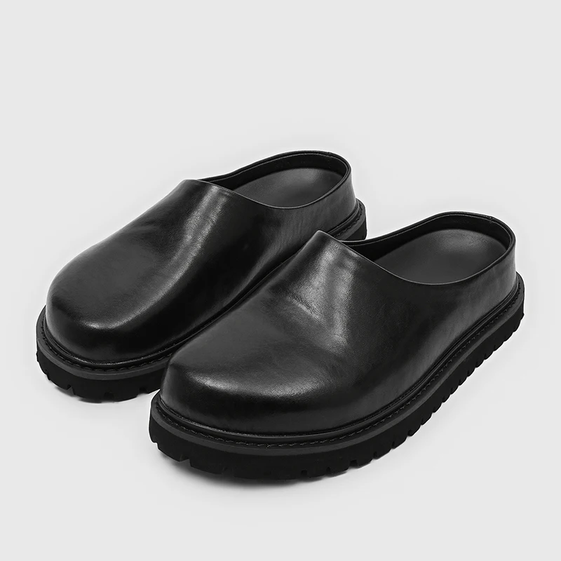 New Men Müller Shoes Black Retro Casual One-piece Casual Shoes for Lazy Commuting New Outdoor Men Slippers Sizes 38-46