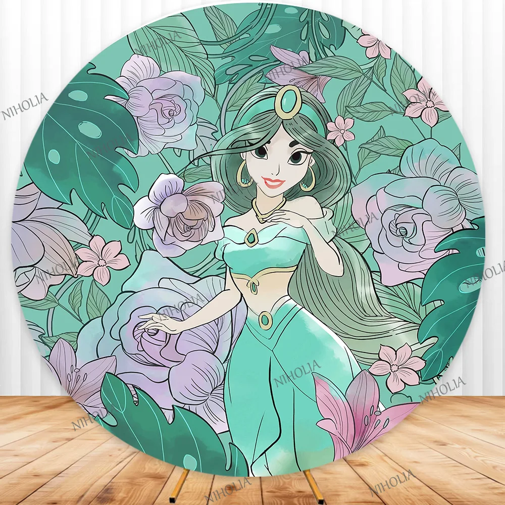 ディズニープリンセスフラワー背景ベルカバー白雪姫シンデレラ誕生日パーティー写真撮影背景ベビーシャワーブース