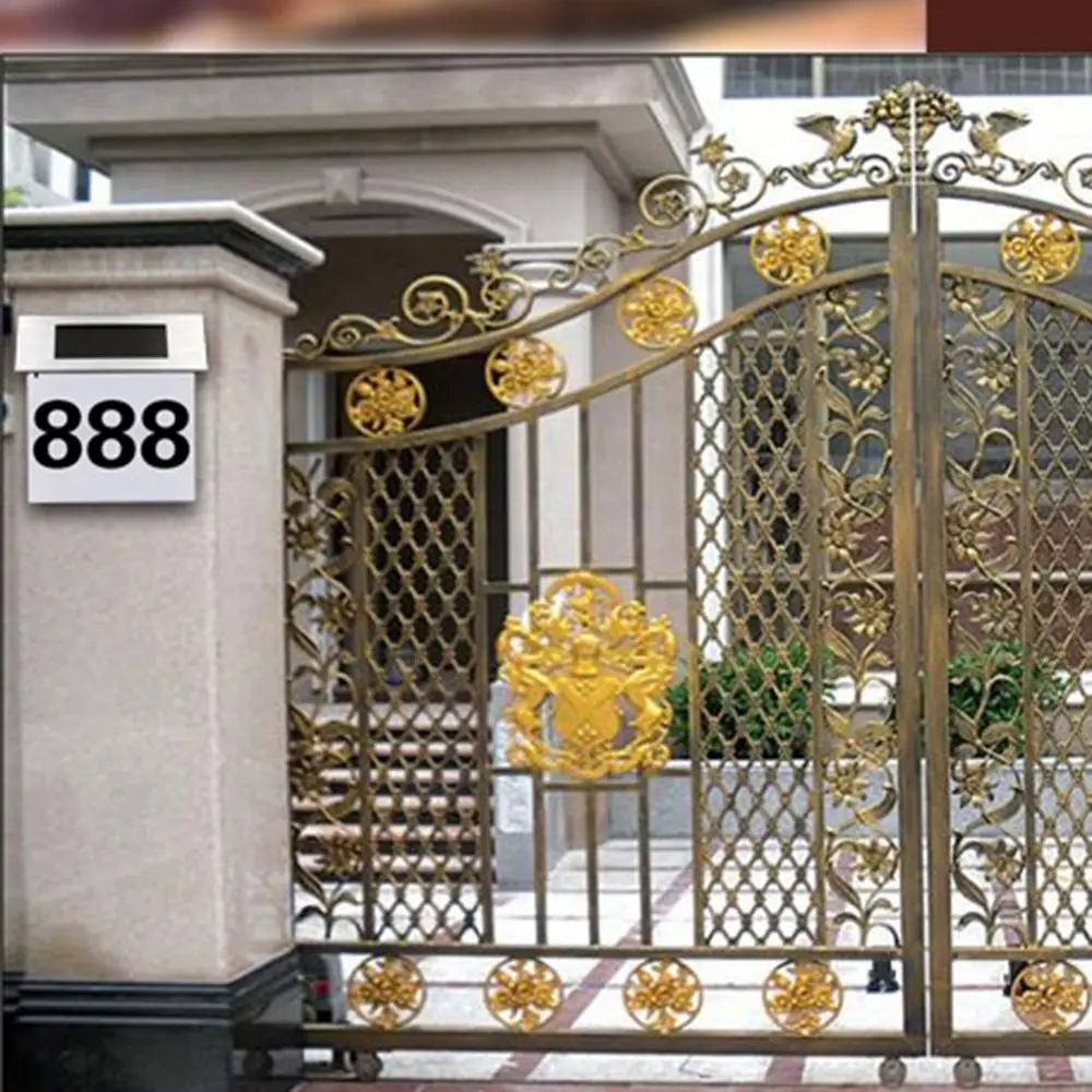 Solar-Powered LED Door Sign Light Stainless Steel Rainproof LED Address Sign Single Color Easy Install Home Door Number Lights