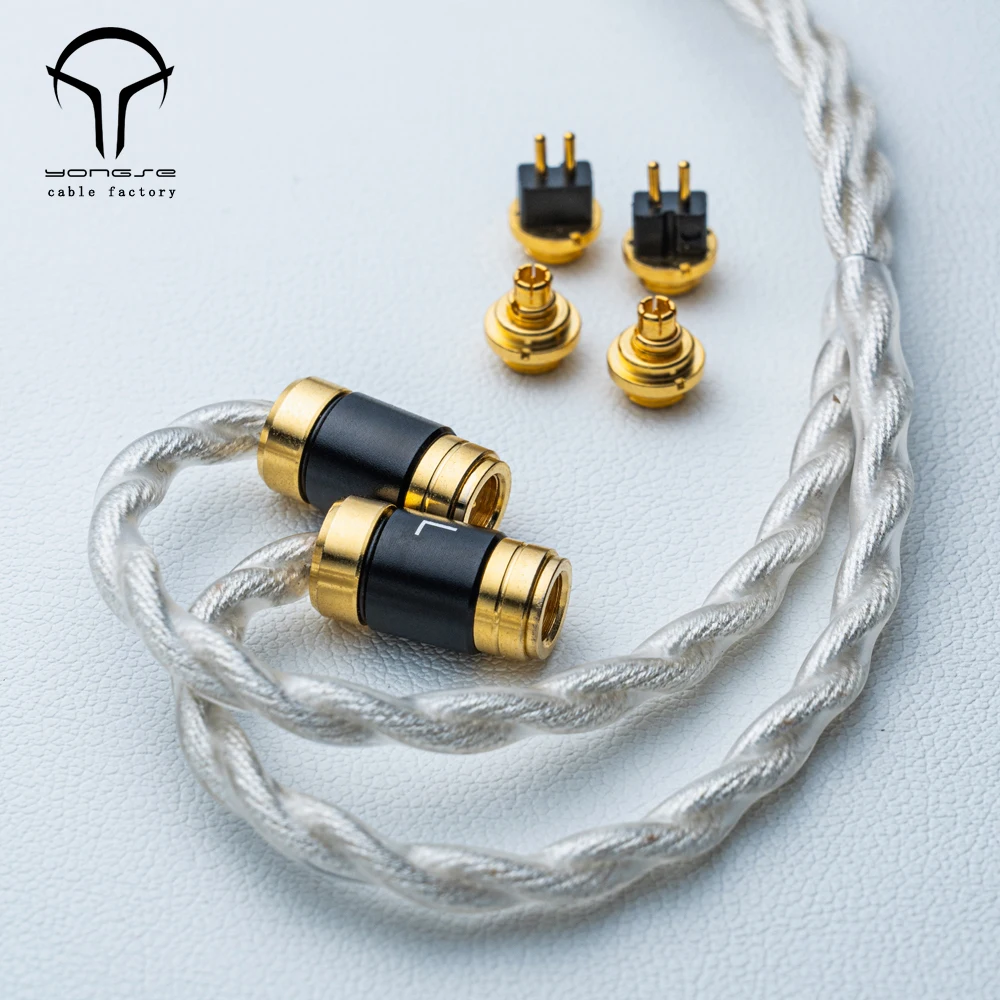 Yongse Britney 20Awg Sterling Silver Upgrade Earphone Cable Switchable Default 3.5mm+4.4mm Plug 2pin 0.78+MMCX Pin