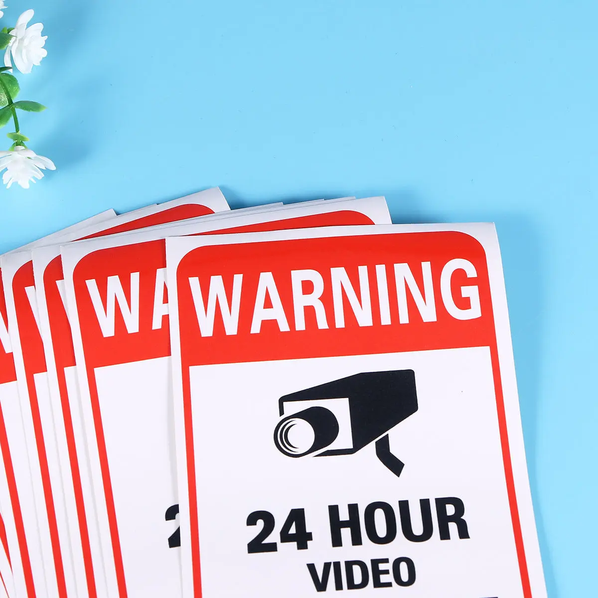 

10Pcs 24 Hour Video Surveillance Warning Sticker Sign Self-Adhesive Heavy Duty Weatherproof for Cars Walls Windows Metal