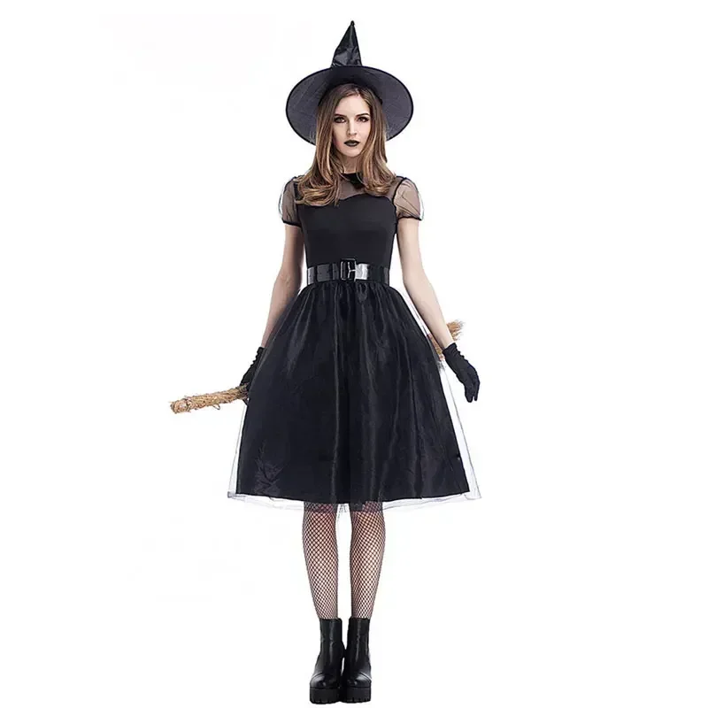 

New Halloween Black Gauze Witch Dress Temperament Witch Ghost Costume