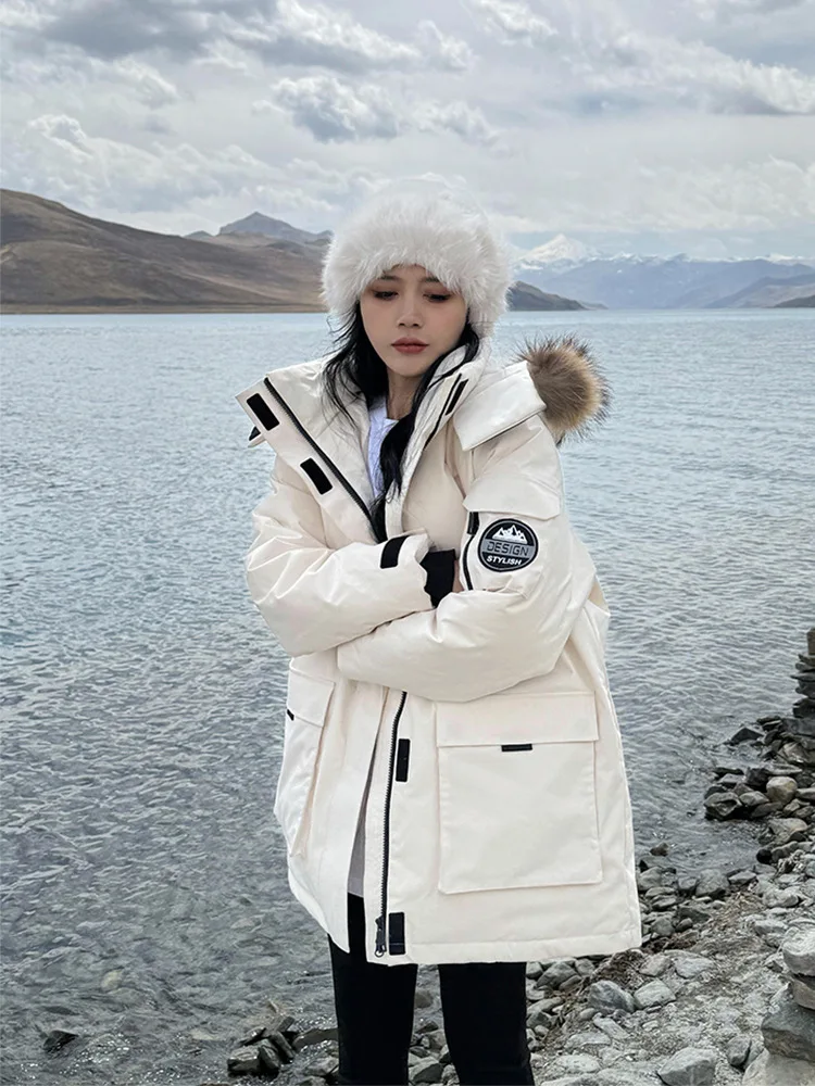 

Parkas Autumn Womens Fall Slim-Fitting A-Line Anti-Cold Fashion Drawstring Adjustable Mid-Length Zipper Contrasting Chic Warm OL