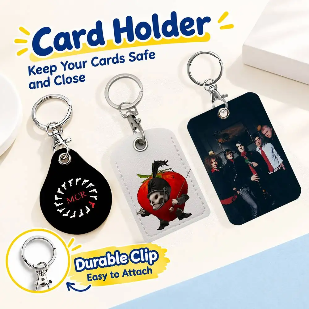 FOR My Chemical Romance MCR Card Holder Men And Womenn Universal Antirust Keychain Learther Access Drop Key Tag Ring
