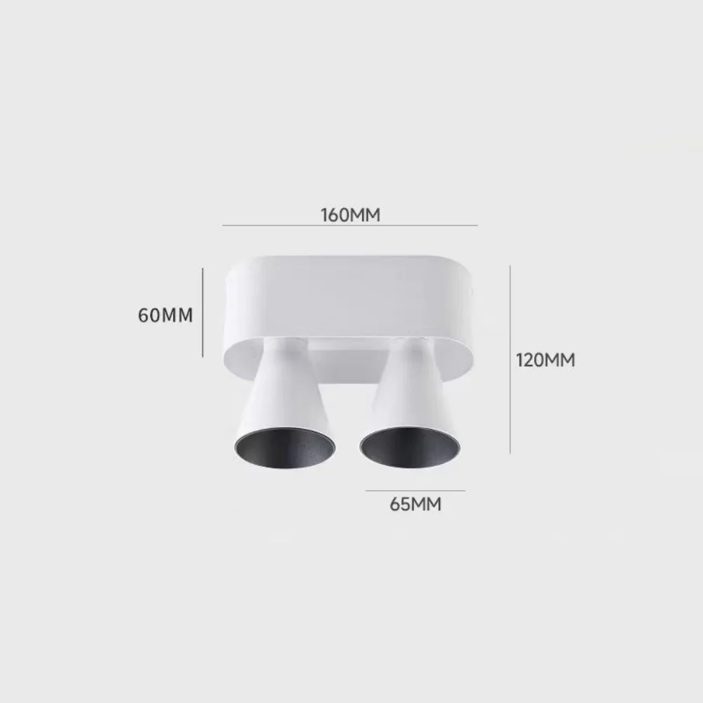 LED surface mounted spotlights, horns, adjustable angles, ceiling lights, dimming, indoor decoration, living room, kitchen