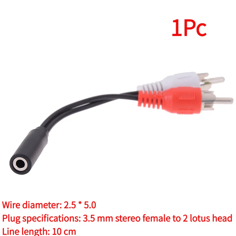1Pc 2in1 Audio Cable 3.5mm To 2rca Double Lotus Head Audio Adapter Cable Av Cable‘